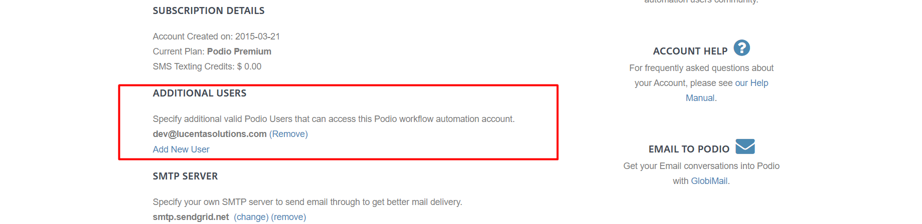 Podio Workflow Automation Additional Users Setup